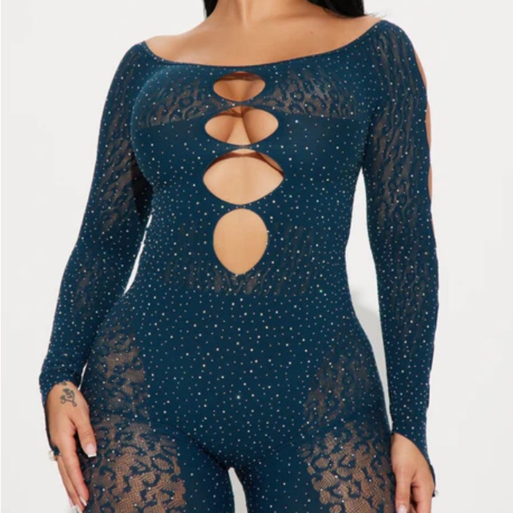 Sierra Embellished Seamless Jumpsuit - Teal